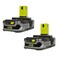 Ryobi P107 One+ 18 Volt Compact Lithium Ion 1.5 Ah Battery Multi Pack (2 Batteries)