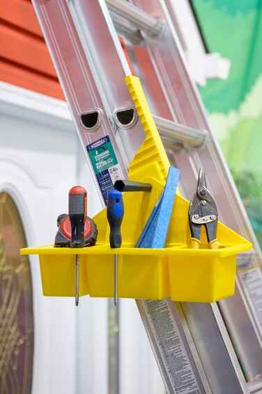 Jokari Universal Rotating Ladder Tray. Hold Tools, Nails, Screws, Paint, Brushes and Accessories. Hook 3 Bucket Shelf On Any Rung For Auto Storage Platform. Little Attachment Caddy, Giant Benefits