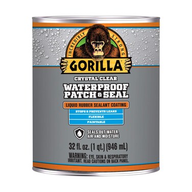 Gorilla Waterproof Patch &amp; Seal Liquid Rubber Sealant, Crystal Clear, 32oz (Pack of 1)