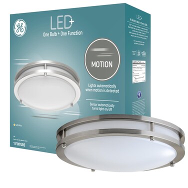 GE LED+ Motion Sensor Fixture, 20W, Flush Mount Ceiling Light with Motion Sensor, Security Light, Soft White