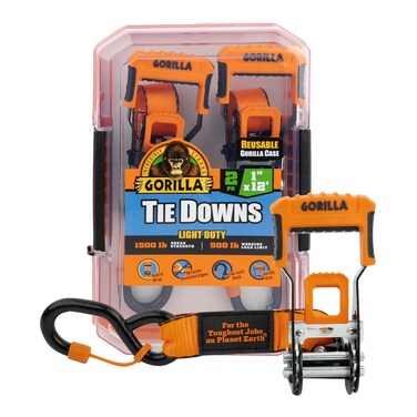 Gorilla 92004E 1" X 12' Ratchet Strap with Cap Locks with Gorilla-Grip Handle - Orange Webbing