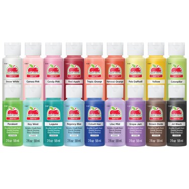 Apple Barrel, Pastel Dreams &amp; Vivid Wonders Collection Acrylic Craft Paint, PROMOTCK, 2 fl oz each, 18 assorted matte colors, 18 count