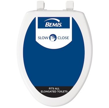 Bemis 7300SLEC Slow Close Toilet Seat, Easy Clean Hinges and Durable Plastic Seat, Elongated, White