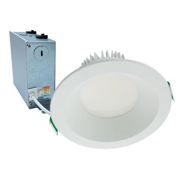 HALO LCR8 8 in. Soft White Selectable CCT Integrated LED Recessed Light with Round Surface Mount White Trim Retrofit Module