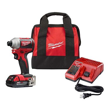 Milwaukee 2850-21P M18 Brushless Lithium-Ion Compact 1/4 in. Cordless Hex Impact Driver Kit (2 Ah)