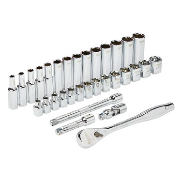 3/8" DRIVE 32PC RATCHET&amp; SOCKET SET - METRIC