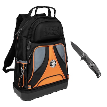 Klein Tools 80115 Backpack Kit with Tradesman Pro 39-Pocket Backpack and Electricians Pocket Knife, 2-Piece