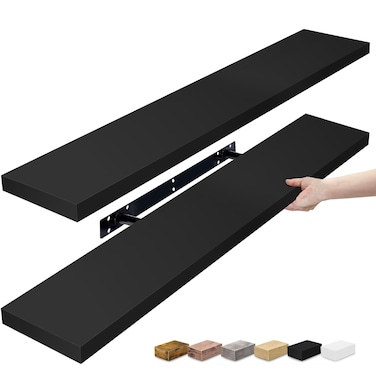 Sorbus Floating Shelves for Wall - 2 Long Floating Shelves for Bedroom, Kitchen, Living Room, Bathroom Shelves, Home Decor, Farmhouse - 35 x 9 Inch Wall Mounted Floating Shelves for Wall, Black