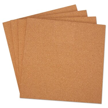 Universal UNV43404 12 in. x 12 in. Cork Tile Panels - Brown Surface (4/Pack)