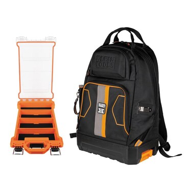 Klein Tools 80176 MODbox Electrician's Tool Backpack, 32-Pocket, and Compact Component Storage Box for a Customizable Mobile Workstation, 2-Piece