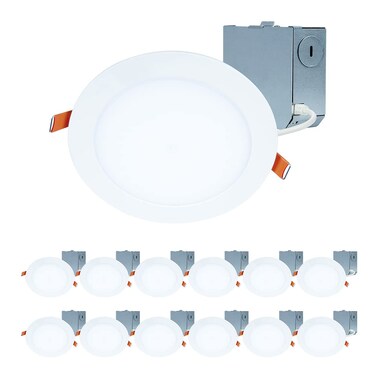 HALO HLBE 6 Inch Canless Ultra-Thin Recessed Lighting LED Wafer Light for Ceiling and Shower, 12 Pack, 3000K Bright White, 1025 Lumens, Wet Rated, UL &amp; FCC Certified, Energy Star