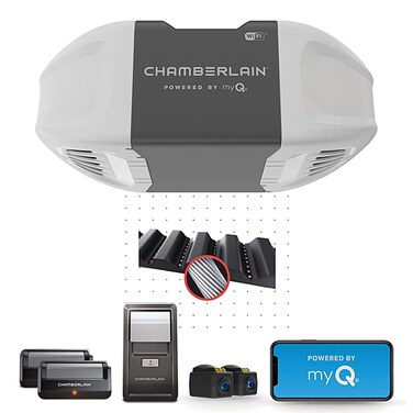 CHAMBERLAIN B2401 Smart Quiet Belt Drive Garage Door Opener, Gray