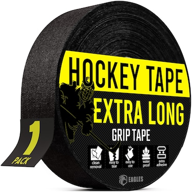 EAGLES Hockey Tape Multipurpose Cloth Tape Roll for Lacrosse Baseball &amp; Softball Bats, Rackets, Pullup Bars, Gardening Tools, Sports Gift Perfect for Wrist, Ankle, Foot, Knee and Hand Taping (Black)