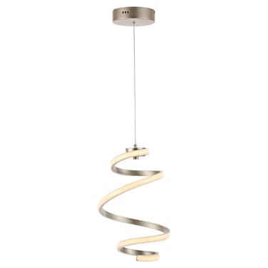 JONATHAN Y JYL1704A Whirl 11" 1-Light Modern Minimalist Aluminum/Iron Abstract Integrated LED Pendant Designer, Eclectic, Contemporary, Style, Glam, Office, Living Room, Dining Room, Bedroom, Silver