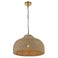 JONATHAN Y JYL1133A Eliza 20" 1-Light Coastal Bohemian Rattan/Iron Dome LED Pendant Rustic, Cottage, Farmhouse, Mediterranean, Office, Living Room, Dining Room, Bedroom, Hallway, Brown/Brass Gold
