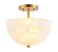 JONATHAN Y JYL1205A Celine 11.88" 2-Light Modern Contemporary Alabaster/Iron Inverted Dome LED Semi Flush Mount, White Marbling/Brass Gold for Hallway, Bedroom, Bathroom and Closet