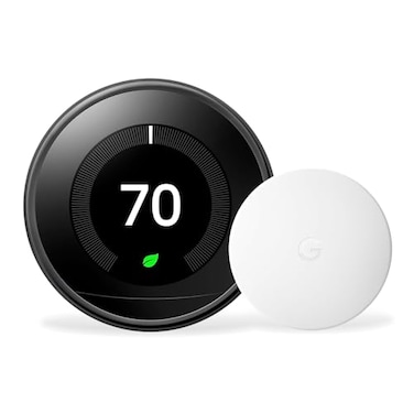 Google Nest Learning Thermostat (3rd Generation) (T3018-US) with Nest Temperature Sensor (T5000SF) (Mirror Black)