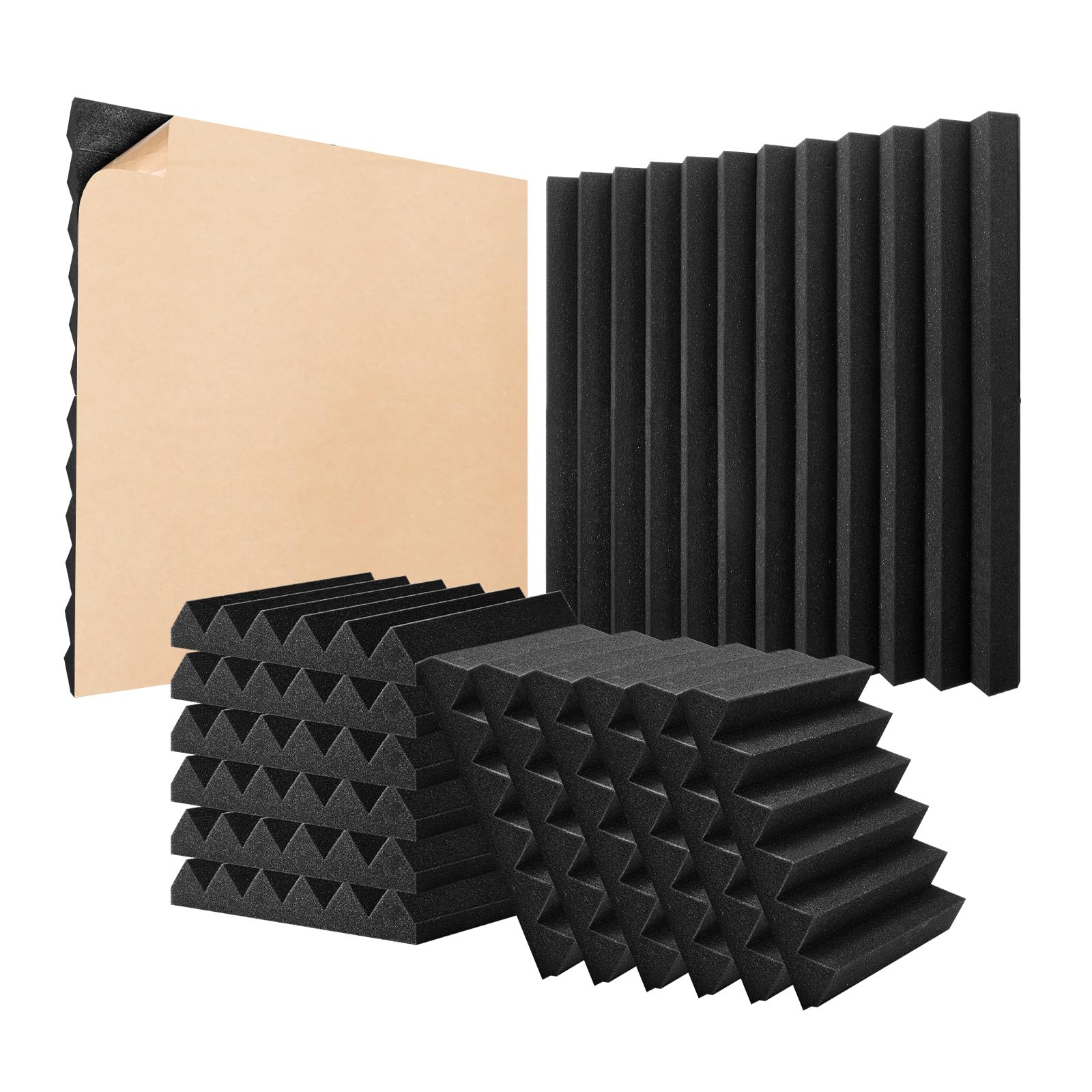 Buy VEVOR Acoustic Foam Panels, 24 Pack 12 x 12 x 2 inches, Adhesive ...