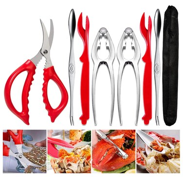 Crab Leg Crackers and Tools - Lobster Crackers and Picks Set Shellfish Crab Claw Cracker Stainless Steel Seafood Crackers &amp; Forks - lobster tools for eating