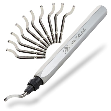 AFA Tooling - Deburring Tool with 10 Extra High Speed Steel Swivel Blades - Works on Metal, Resin, PVC Pipes, Copper, Plastic and 3D Printed Edges - Plumbing &amp; 3D Printing Burr Removal Reamer Tool