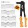 BEETRO Heavy Duty Hand Riveter, Rivet Gun, 3/32"-1/8"-5/32"-3/16", 4 Nosepieces Set Includes 100pcs Rivets, Durable and Suitable for Metal, Plastic and Leather