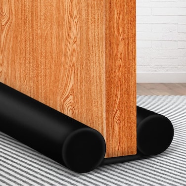 MAXTID Under Door Draft Blocker Black Door Draft Stopper 38" Noise Reducer Breeze Light Cold Air Guard Sound Proof Door Sweep 32" 36" 38" Weather Stripping Door Bottom Seal Insulation Strip Gap Filler