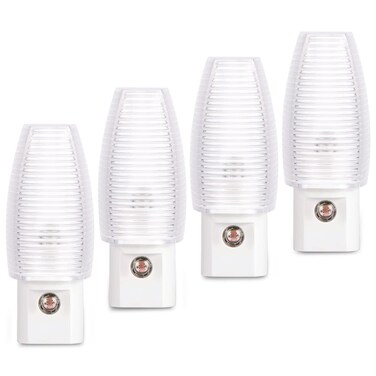Emotionlite Plug in Night Light, Warm White LED Nightlight, Dusk to Dawn Sensor, Kids, Nursery, Bedroom, Bathroom,Hallway, Stairs, Kitchen, 4 Pack