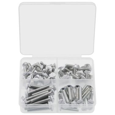 Wall Plate Screws, 100 pcs White Outlet Screws 6-32 Thread Light Electrical Cover Panel Switch Plate Screws 4 Length Assorted Sizes (3/8", 1/2", 3/4", 1 inch)