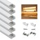 Muzata 6Pack 3.3FT/1M LED Channel Aluminum U Shape Silver LED Strip Diffuser Channel with Milky White Cover Easy Installation U1SW WW 1M