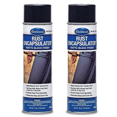 Eastwood Rust Encapsulator Aerosol   Quick Drying with UV Resistance and Heat Resistance up to 400 Degrees Fahrenheit   15 Oz, Black   2 Pack