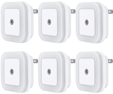Uigos LED Night Light Lamp with Smart Sensor Dusk to Dawn Sensor, Daylight White, 0.5W Plug-in, 6-Pack