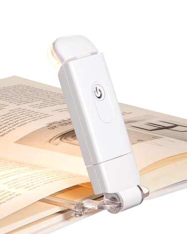 DEWENWILS USB Rechargeable Book Reading Light, 3000K Warm White, Brightness Adjustable Clip on LED Bookmark Lamp at Night in Bed, Portable Booklight for Bookworms, Kids