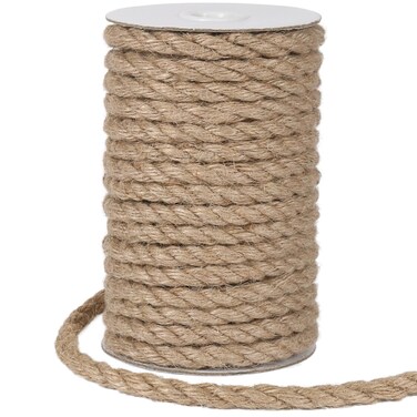 Tenn Well 8mm Jute Rope, 50 Feet Heavy Duty and Thick Twine Rope for Crafts, Gardening, Cat Scratching Post, Home Decor
