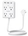 Flat Multi Plug Extender with 3 USB Wall Charger(1 Type C), 4 Outlet Wall Adapter, 4 ft Thin Extension Cord, Flat Plug Surge Protector Power Strip for Home, Office, College Dorm. White