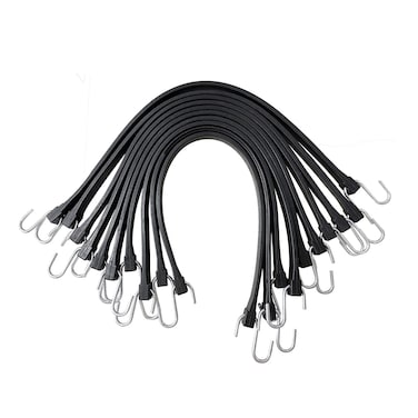 ROBLOCK 21" Rubber Tarp Straps with 150% Max Stretch, 100% EPDM Bungee Cords with Metal Crimped S Hooks, Ideal for Securing Tarps, Cargo, Canvases, Weatherproof (10 Pack)