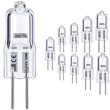 G4 Bulb, 10 Pack Halogen G4 12V 10W with G4 Bi-pin Base, High Output G4 Light Bulb 12V 150LM 3000Hrs Long Lifetime, G4 Dimmable, CRI100 &amp; 2800K Warm White, G4 Halogen Bulb 10W for Cabinet Light Bulbs