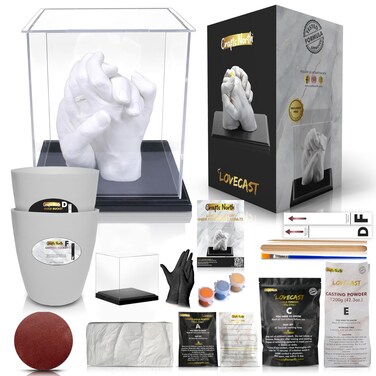 Crafts North Hand Casting DIY Kit for Couples   Complete kit with Acrylic Display, Wooden Base, and Step-by-Step Guide to Create a Perfect Hand molding Christmas Gift