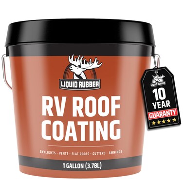 Liquid Rubber RV Roof Coating - Solar Reflective Sealant for Trailer and Camper Leak Repair and Maintenance, Waterproof and Durable. Brilliant White, 1 Gallon