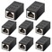 HIKLOKT RJ45 Ethernet Coupler, RJ45 Coupler, in Line Coupler for Cat7/Cat6/Cat5e/Cat5 Ethernet Cable Extender Adapter for Network Cabling Female to Female (8Pack Black)