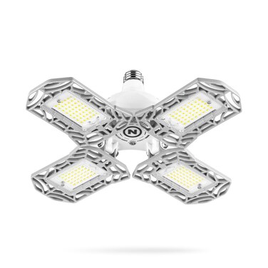 NEBO High Bright Extremely Bright LED Garage Light, Multi-Position Adjustable Panel 9000 Lumen 60W Utility Light for Garage Ceilings, Attics, Workshops,White