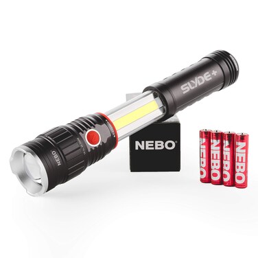 NEBO SLYDE+ 300 Lumen LED Flashlight &amp; Red COB Work Light, 4x Zoom &amp; Strong Magnetic Base, EDC Flashlight, Camping Light, LED Emergency Light