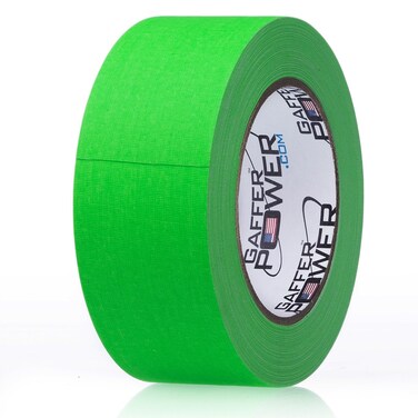 Real Professional Grade Gaffer Tape  USA Made   No Residue   Non-Reflective   Multipurpose  Weather Resistant   Heavy-Duty   Green Fluorescent, 2 in X 30 Yds
