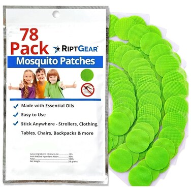 RiptGear Mosquito Patches - 78 Pack of Bug Stickers for Kids and Adults, Natural Citronella Patch Sticks to Any Surface - DEET Free Mosquito Stickers