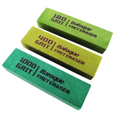 Baroque Fret Erasers 180 &amp; 400 &amp; 1000 Grits, Guitar Fret Polishing Abrasive Rubber Blocks, Set of 3 Grits