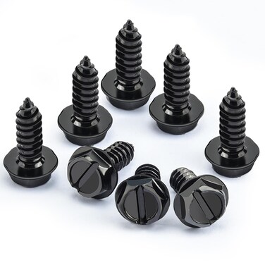 8PCS Premium Stainless Steel License Plate Screws, Rust-Proof &amp; Anti-Rattle License Plate Bolts(Black) (Black-8PCS)