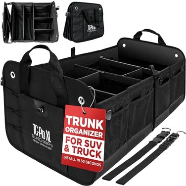 TRUNKCRATEPRO Truck Bed Organizer   Trunk Organizer for SUV, Truck, Car   Extra Large Premium Expandable Compartments Lightweight Foldable Cargo Organizer,   Suv and Truck Organizer For Heavy Loads