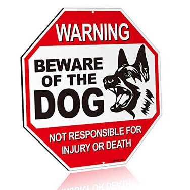 Anley Beware of The Dog Aluminum Warning Sign, No Responsible For Injury Or Death Warning Dog Sign - UV Protected and Weatherproof - 12" x 12