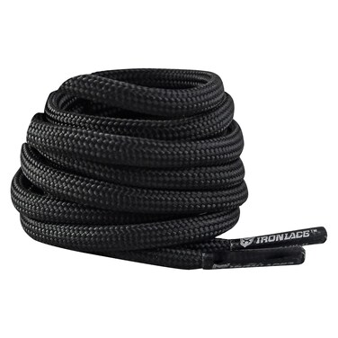 IRONLACE Paracord 550 Heavy-Duty Boot &amp; Shoe Laces, Stretchable Nylon, 550-Pound Breaking Strength, Midnight Black, 63-Inch, 1-Pair