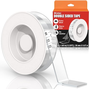 Extra Large Double Sided Tape Heavy Duty Removable 1.18 Inch x 160 Inch, Clear &amp; Tough Nano Tape, Multipurpose Mounting Tape Picture Hanging Strips Adhesive Poster Carpet Tape