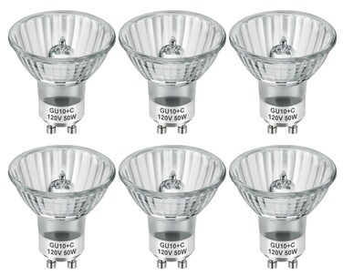 GU10 Halogen Light Bulbs, MR16 120V 50W with GU10 Base for Track Light Bulbs And Range Hood Light Bulbs, GU10+C Candle Warmer Lamp with Dimmable, 2700K Warm White, 6000+Hours Long-Lastin Pack of 6